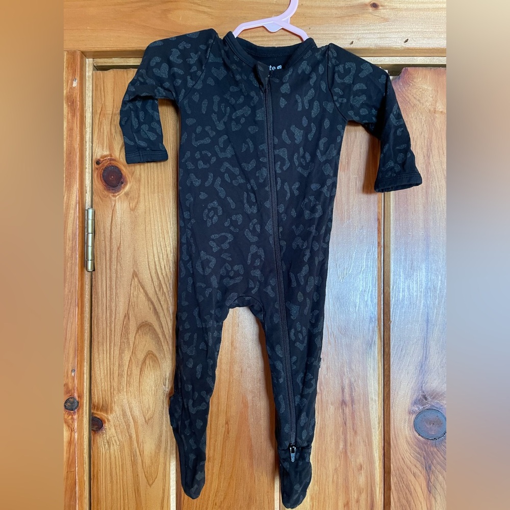 Kyte BABY Black Leopard-Print Footed One-Piece